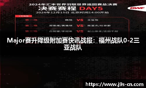 Major赛升降级附加赛快讯战报：福州战队0-2三亚战队